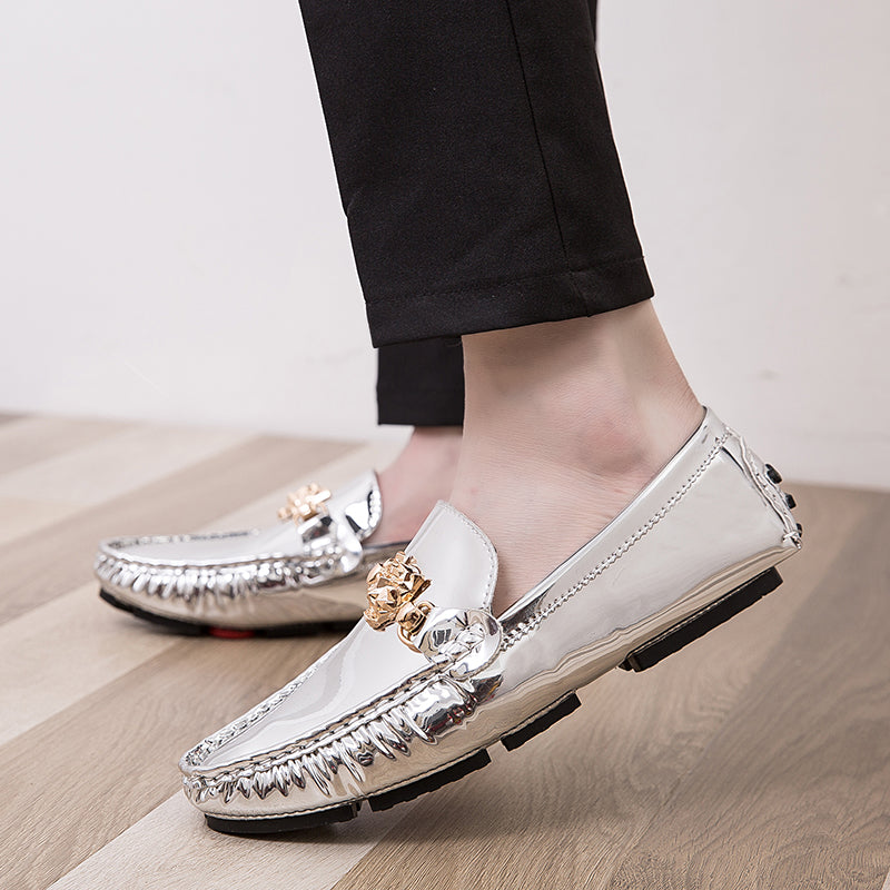 Fashion Young Casual Loafers Shoes Golden Silver Men Shoe Classic Shoes - Tophatter Daily Deals