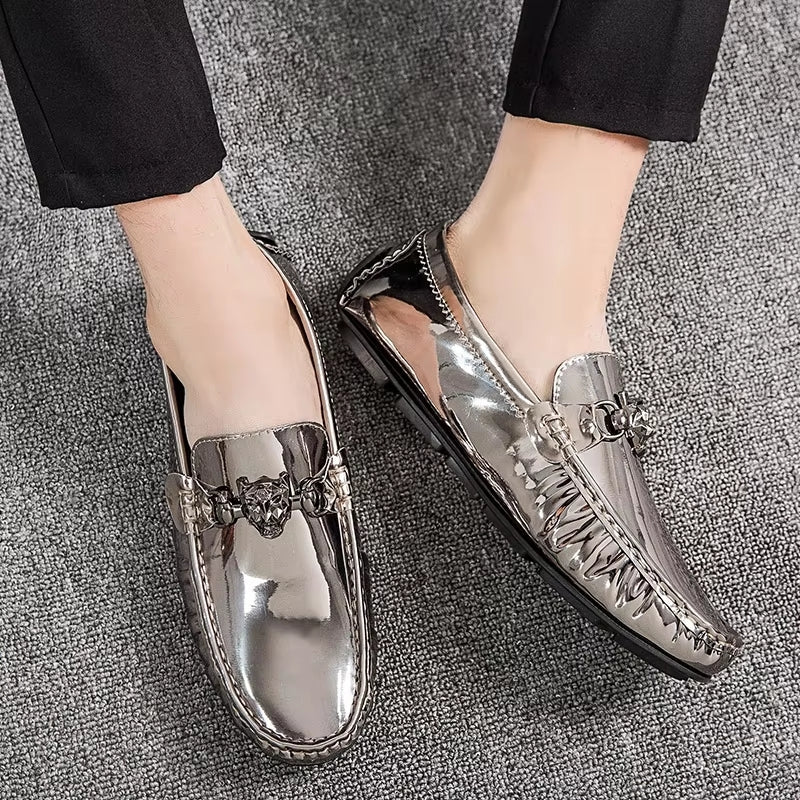 Fashion Young Casual Loafers Shoes Golden Silver Men Shoe Classic Shoes - Tophatter Daily Deals