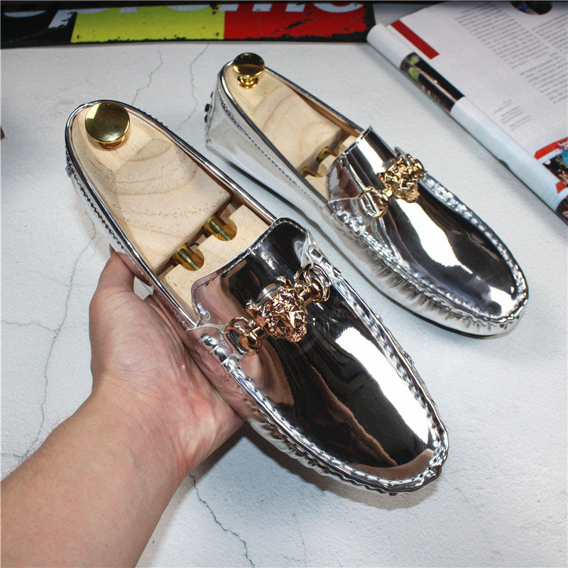Fashion Young Casual Loafers Shoes Golden Silver Men Shoe Classic Shoes - Tophatter Daily Deals