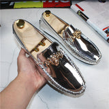 Fashion Young Casual Loafers Shoes Golden Silver Men Shoe Classic Shoes - Tophatter Daily Deals