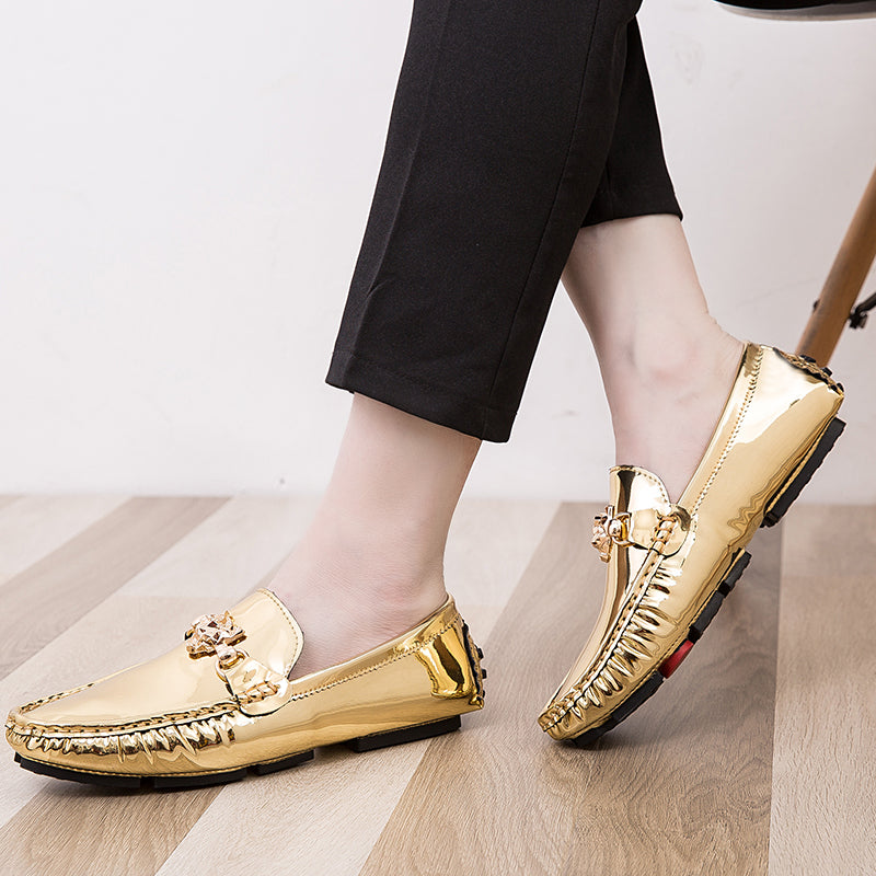 Fashion Young Casual Loafers Shoes Golden Silver Men Shoe Classic Shoes - Tophatter Daily Deals