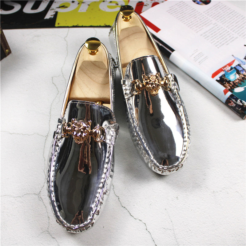 Fashion Young Casual Loafers Shoes Golden Silver Men Shoe Classic Shoes - Tophatter Daily Deals