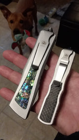 Dark Knight Custom D2 OTF Knife Abalone Inlays S2G Tactical - Dagger Knife-OTF - Tophatter Daily Deals