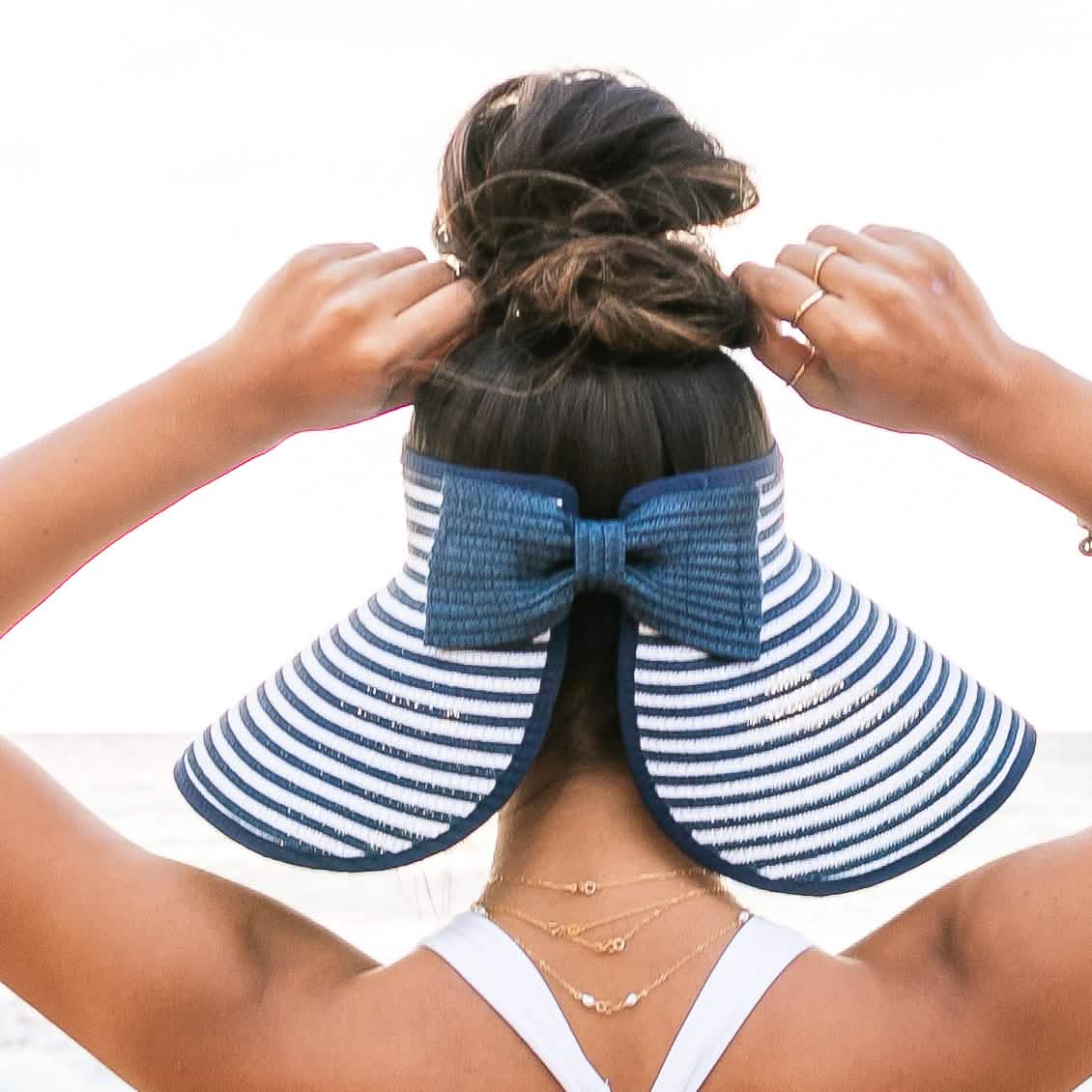 Foldable Bow Stripe Visor Hats - Tophatter Daily Deals