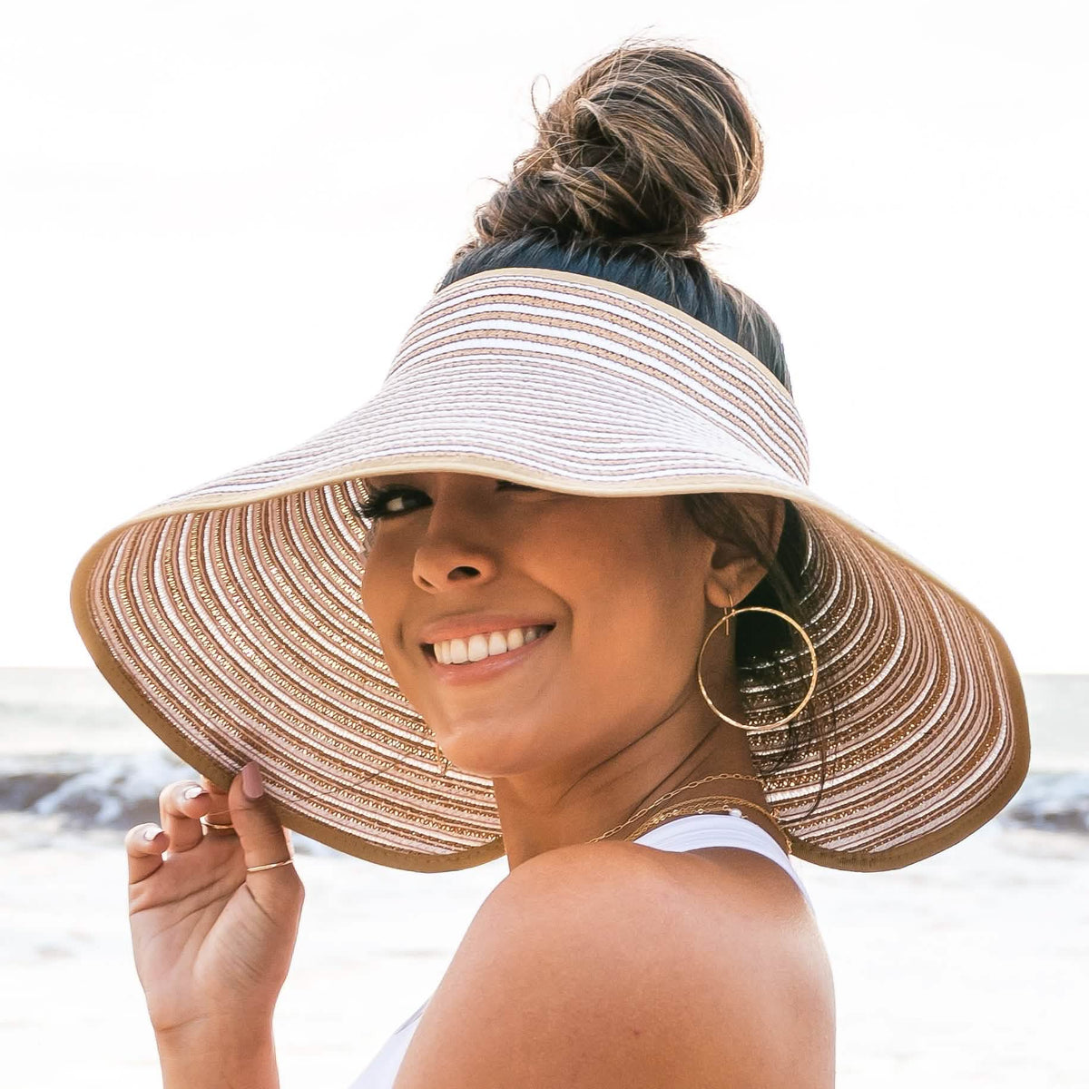 Foldable Bow Stripe Visor Hats - Tophatter Daily Deals