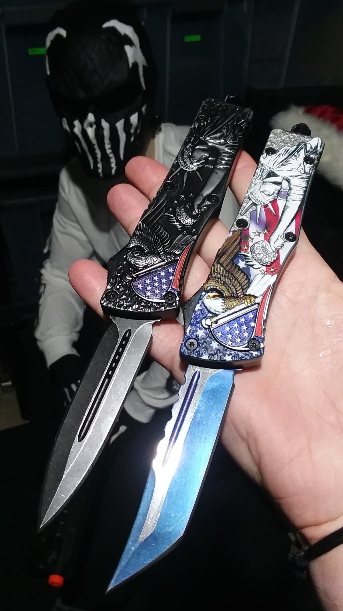 USA Liberty OTF Knife Flag and Eagle Red White & Blue - Tanto Xtreme Knife-OTF - Tophatter Daily Deals