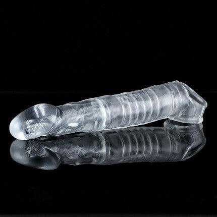 Acmejoy - 7.8'' Clear Textured Thicken Lengthen Penis Enhancement Sleeve Penis Sleeves - Tophatter Daily Deals