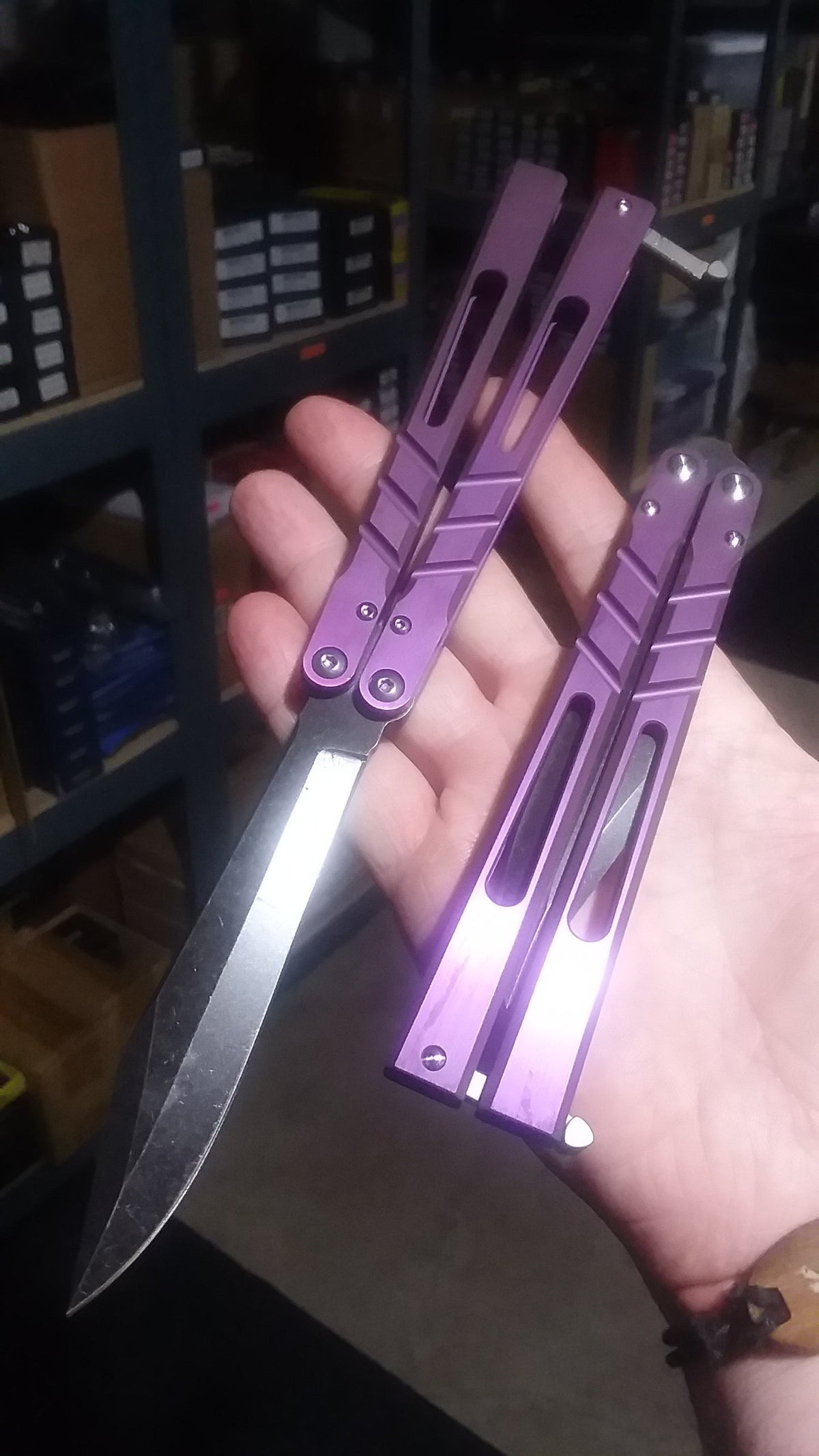 TheONE CHAB Balisong Clone TITANIUM Butterfly Knife D2 w/ Zen Pins - V1 Knife-Balisong - Tophatter Daily Deals