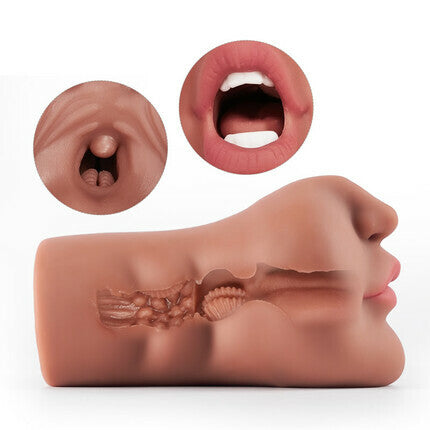 6.3-Inch Tanned Mouth Blowjob Male Masturbator Stroker Nude Pocket Pussy - Tophatter Daily Deals