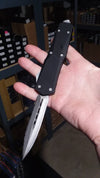 S2G Tactical OTF Recon D/A Black Automatic Knife - REAL Layered Damascus Double Edge Full Serrated (combo blade) - Silver Hardware Knife-OTF - Tophatter Daily Deals