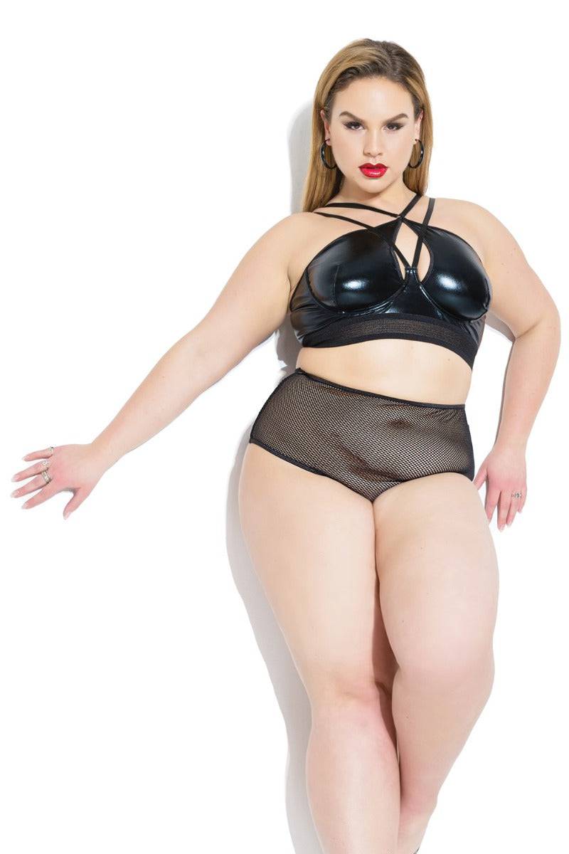 Coquette - 20212 - Wet Look Bra - Black Black Lingerie - Tophatter Daily Deals