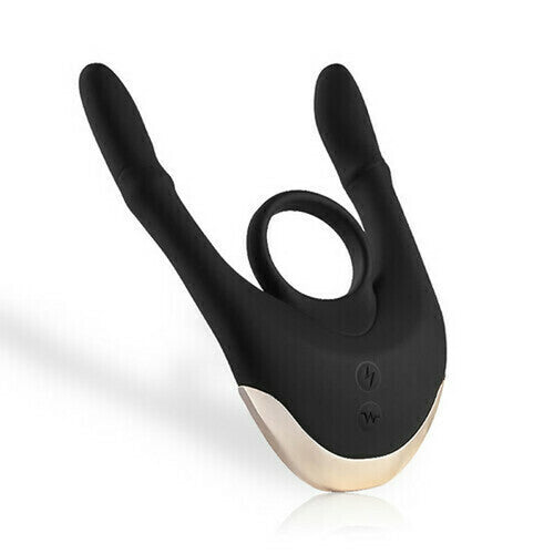 Acmejoy Electric Shock Vibrating Cock Ring Black - Tophatter Daily Deals