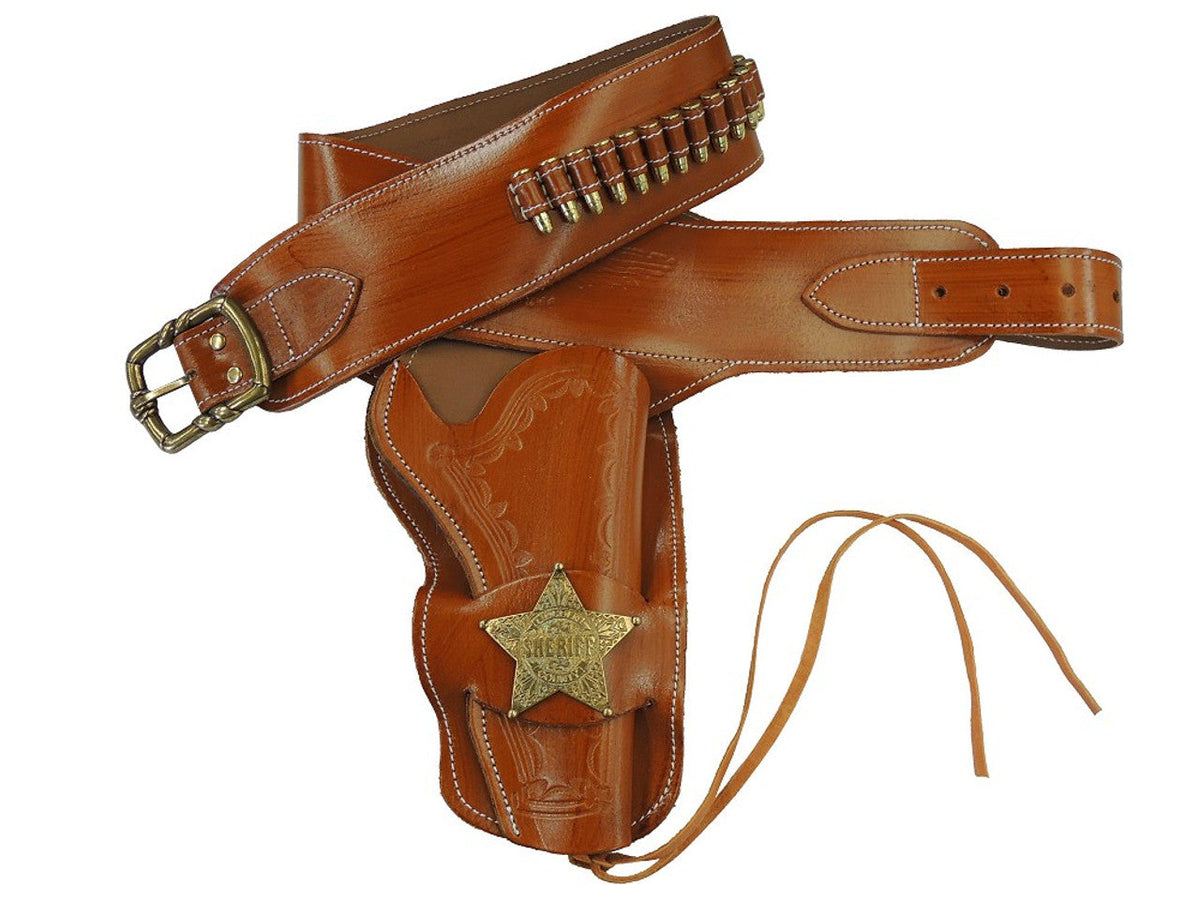 Genuine Leather Sheriff's Holster and Cartridge Belt Holster - Tophatter Daily Deals