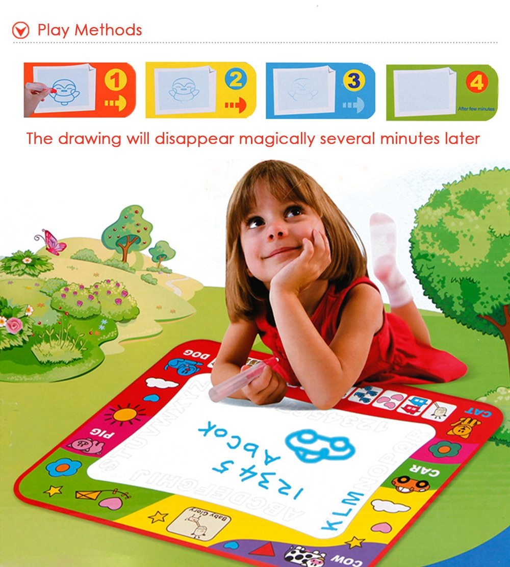 80 x 60cm Baby Kids Add Water with Magic Pen Doodle Painting Picture Water Drawing Play Mat in Drawing Toys Board Gift Christmas 0 - Tophatter Daily Deals