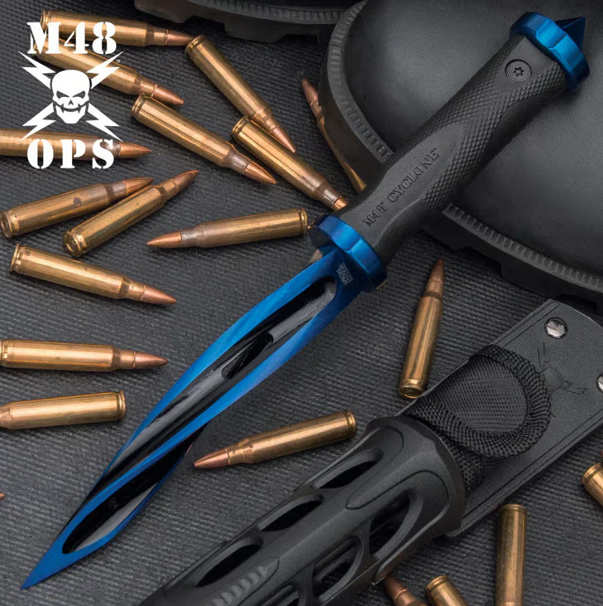 United Cutlery M48 Blue Cyclone Twisted Fixed Blade-GS95 Blue - Tophatter Daily Deals