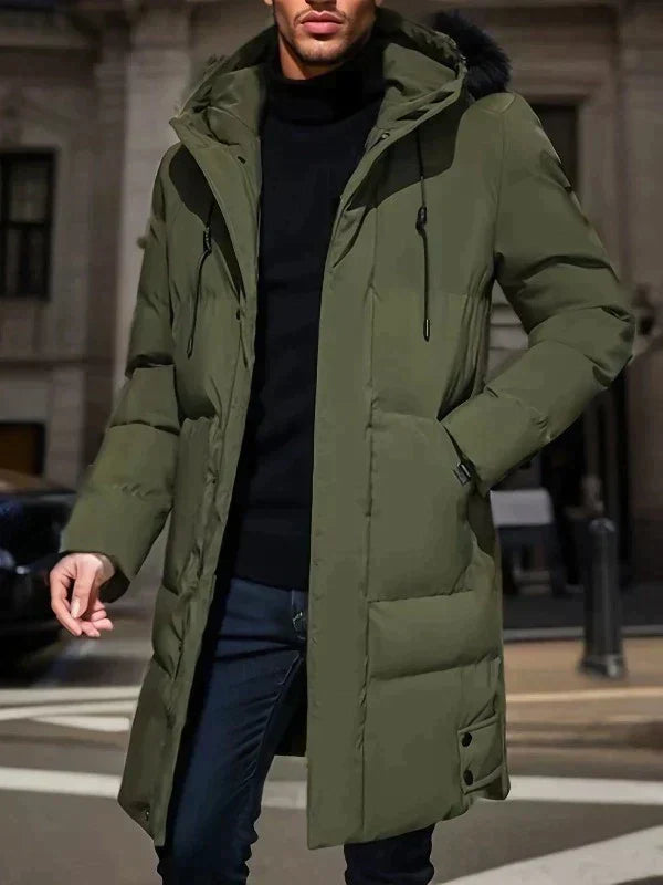 Waterproof Cozy Men's Parka Jacket - Long Quilted, For Cold dark green - Tophatter Daily Deals