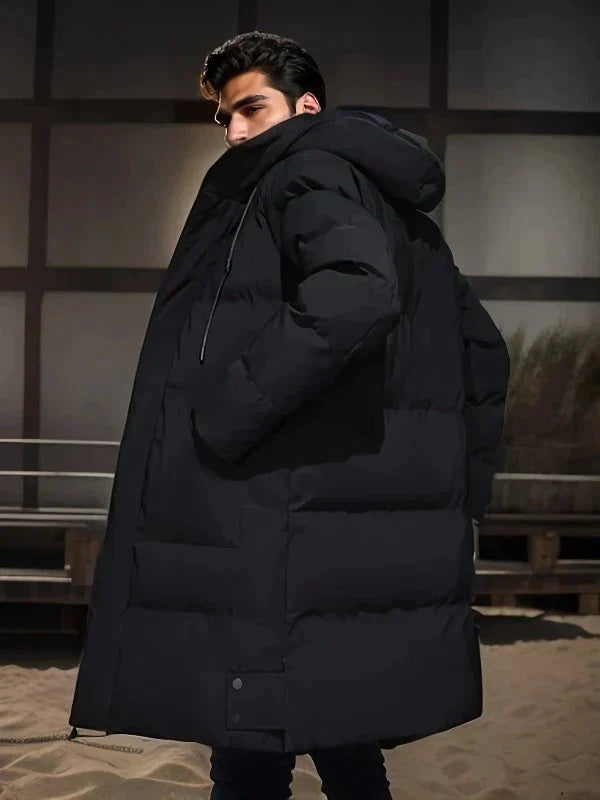 Waterproof Cozy Men's Parka Jacket - Long Quilted, For Cold Black - Tophatter Daily Deals