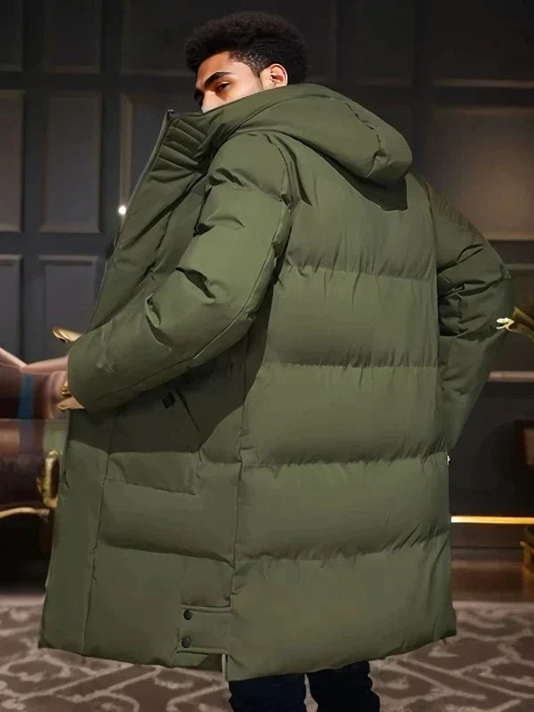Waterproof Cozy Men's Parka Jacket - Long Quilted, For Cold dark green - Tophatter Daily Deals