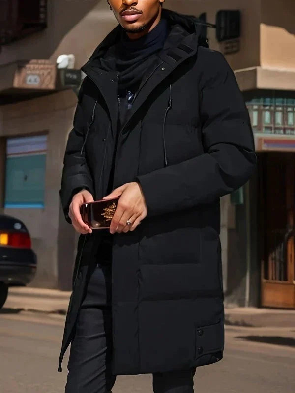 Waterproof Cozy Men's Parka Jacket - Long Quilted, For Cold Black - Tophatter Daily Deals