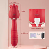 Acmejoy Red Rose Low Noise 5 Thrusting & Vibrating 7 Tongue Licking Vibrator Vibrators - Tophatter Daily Deals