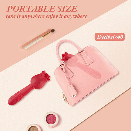 Acmejoy Red Rose Low Noise 5 Thrusting & Vibrating 7 Tongue Licking Vibrator Vibrators - Tophatter Daily Deals