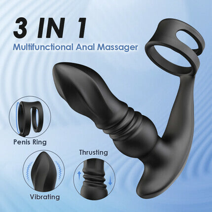 THORY - Thrusting Prostate Massager with Double Cock Rings Anal Toys - Tophatter Daily Deals
