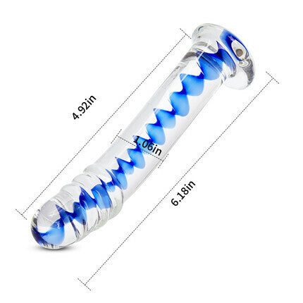 Acmejoy Frozen Sapphire Spiral Glass Dildo 6.18 Inch Dildos - Tophatter Daily Deals