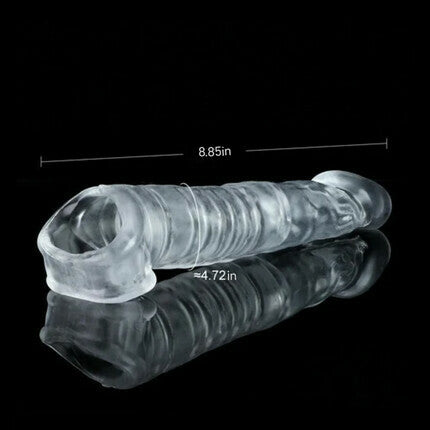 Acmejoy - 7.8'' Clear Textured Thicken Lengthen Penis Enhancement Sleeve Penis Sleeves - Tophatter Daily Deals