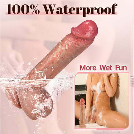 AcmeJoy IPX7 Waterproof 7 Thrusting Swinging 10 Vibrating Heating Lifelike Dildo 8.46 Inch Dildos - Tophatter Daily Deals