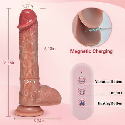 AcmeJoy IPX7 Waterproof 7 Thrusting Swinging 10 Vibrating Heating Lifelike Dildo 8.46 Inch Dildos - Tophatter Daily Deals