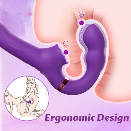 Loria - for Couples 10 Tapping & Vibrating G-spot Clit Stimulator Strapless Double-ended Remote Control Dildo Vibrators - Tophatter Daily Deals