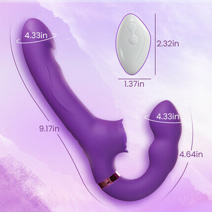 Loria - for Couples 10 Tapping & Vibrating G-spot Clit Stimulator Strapless Double-ended Remote Control Dildo Vibrators - Tophatter Daily Deals