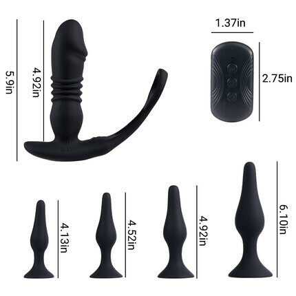 AcmeJoy 6 in 1 Thrusting Vibrating Prostate Massager Set Anal Toys - Tophatter Daily Deals