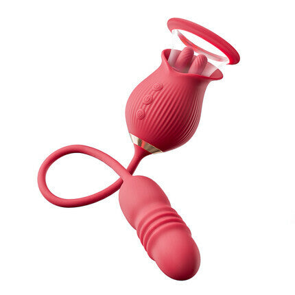 Acmejoy Rose 10 Tongue Licking & Thrusting Dildo Vibrator Clitoris and Nipple Stimulator Vibrators - Tophatter Daily Deals