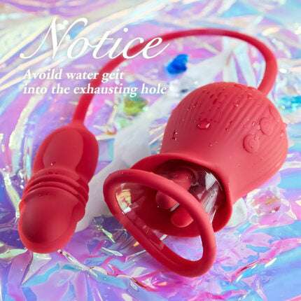Acmejoy Rose 10 Tongue Licking & Thrusting Dildo Vibrator Clitoris and Nipple Stimulator Vibrators - Tophatter Daily Deals
