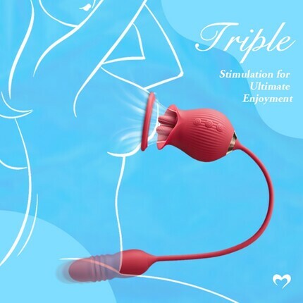 Acmejoy Rose 10 Tongue Licking & Thrusting Dildo Vibrator Clitoris and Nipple Stimulator Vibrators - Tophatter Daily Deals