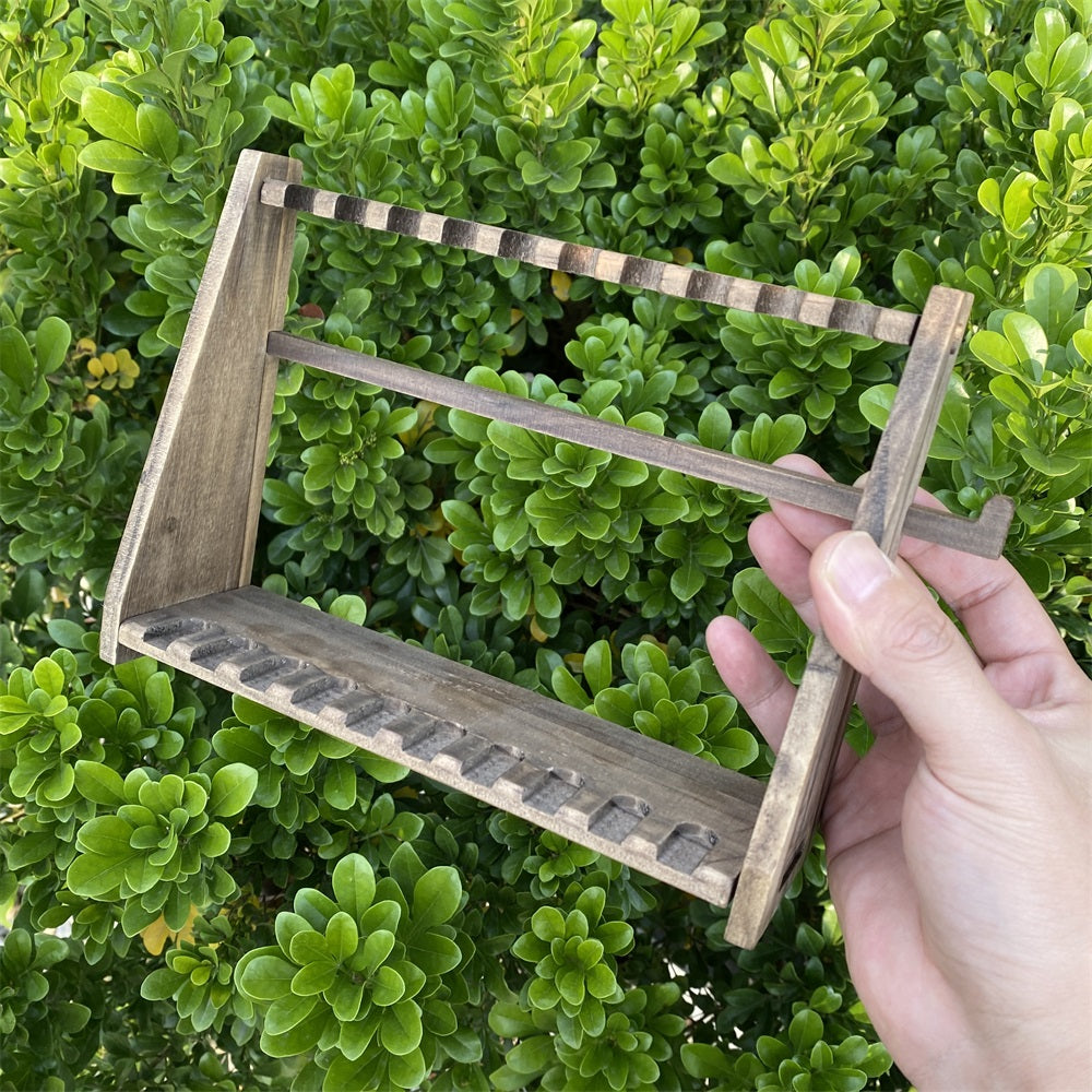 10-Layer Vertical Small Sword Small Long Handle Weapon Wood Display Holder Wooden Kit - Tophatter Daily Deals