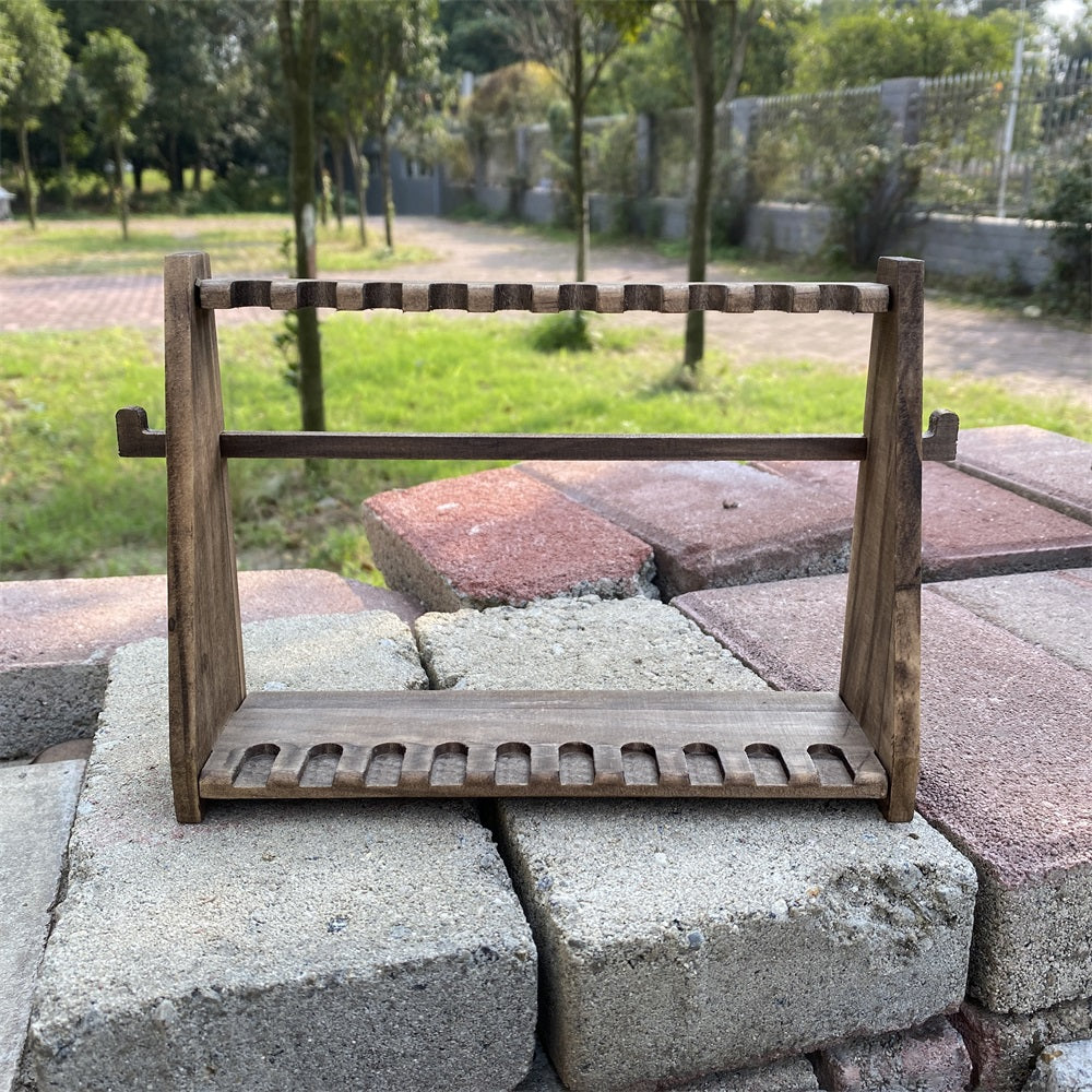 10-Layer Vertical Small Sword Small Long Handle Weapon Wood Display Holder Wooden Kit - Tophatter Daily Deals