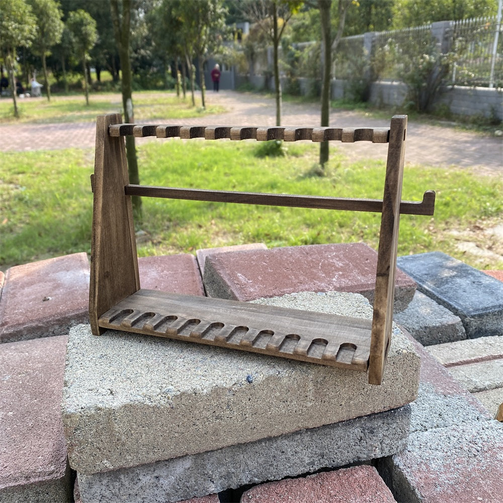 10-Layer Vertical Small Sword Small Long Handle Weapon Wood Display Holder Wooden Kit - Tophatter Daily Deals