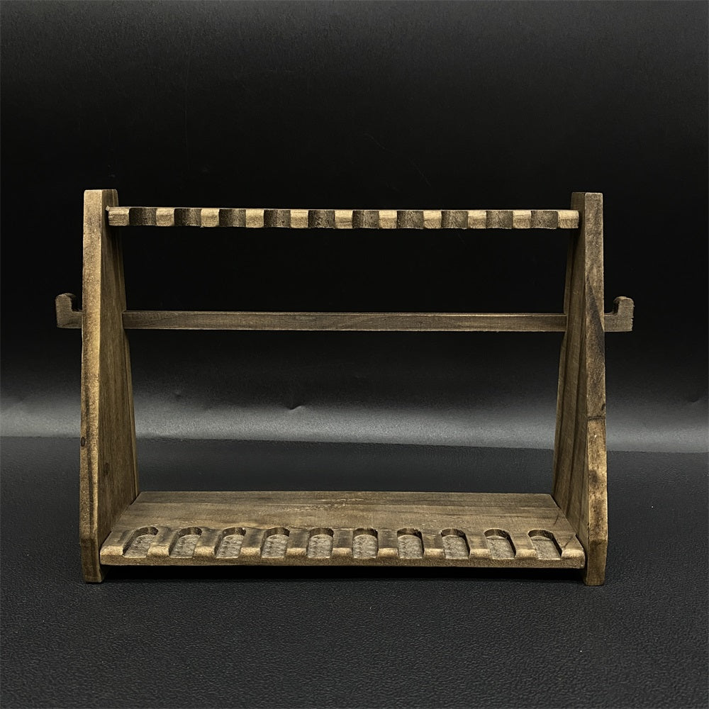 10-Layer Vertical Small Sword Small Long Handle Weapon Wood Display Holder Wooden Kit - Tophatter Daily Deals