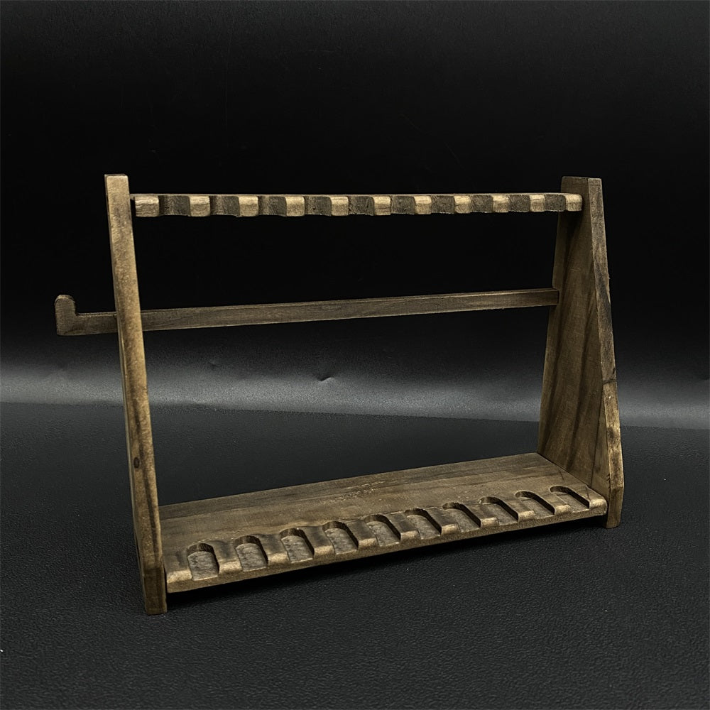 10-Layer Vertical Small Sword Small Long Handle Weapon Wood Display Holder Wooden Kit - Tophatter Daily Deals