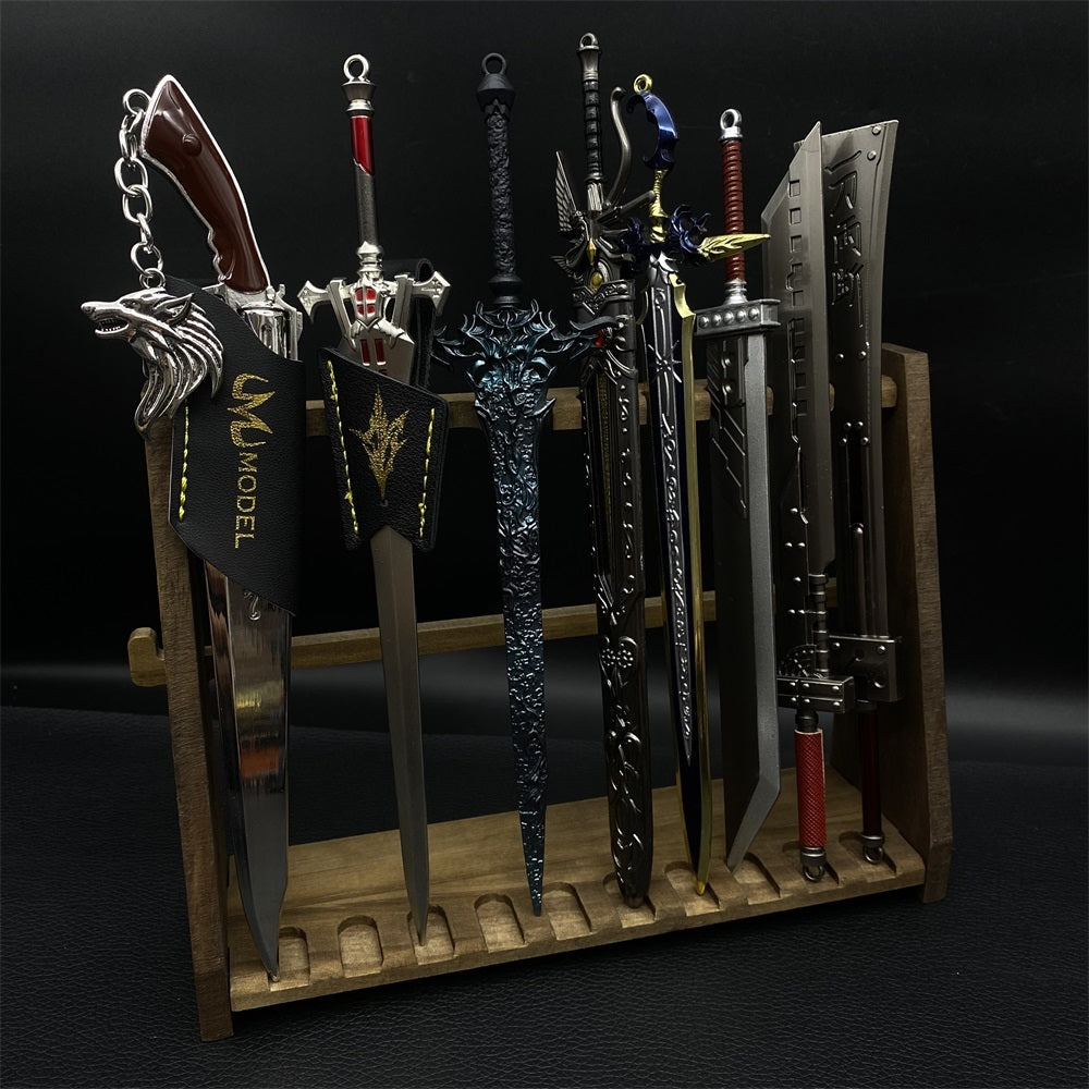 10-Layer Vertical Small Sword Small Long Handle Weapon Wood Display Holder Wooden Kit - Tophatter Daily Deals