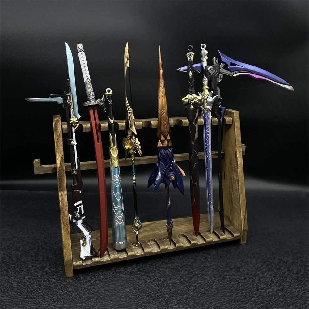 10-Layer Vertical Small Sword Small Long Handle Weapon Wood Display Holder Wooden Kit - Tophatter Daily Deals