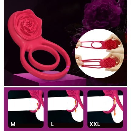 Acmejoy - 7 Vibrating Dual Loop Rose Cock Ring Penis Rings - Tophatter Daily Deals