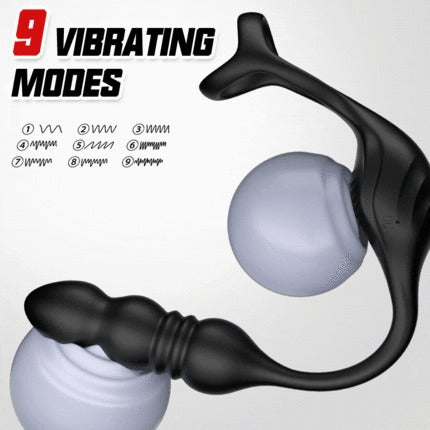 Acmejoy - 9 Thrusting & Vibrating Wearable Prostate Massager with Cock ring Anal Toys - Tophatter Daily Deals