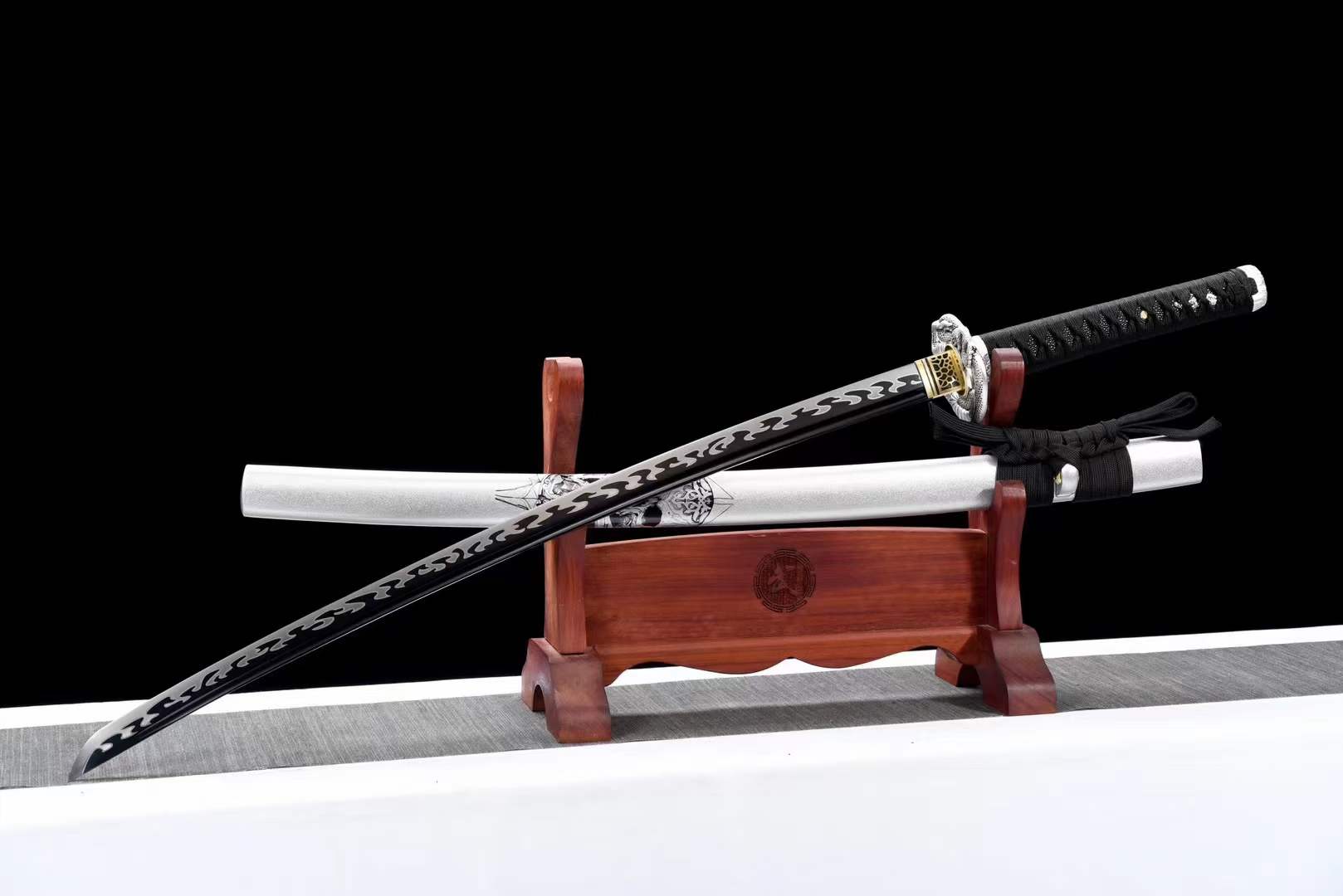 Hand Forged Japanese Samurai Katana Heavenly Serpent High Manganese Steel - Tophatter Daily Deals