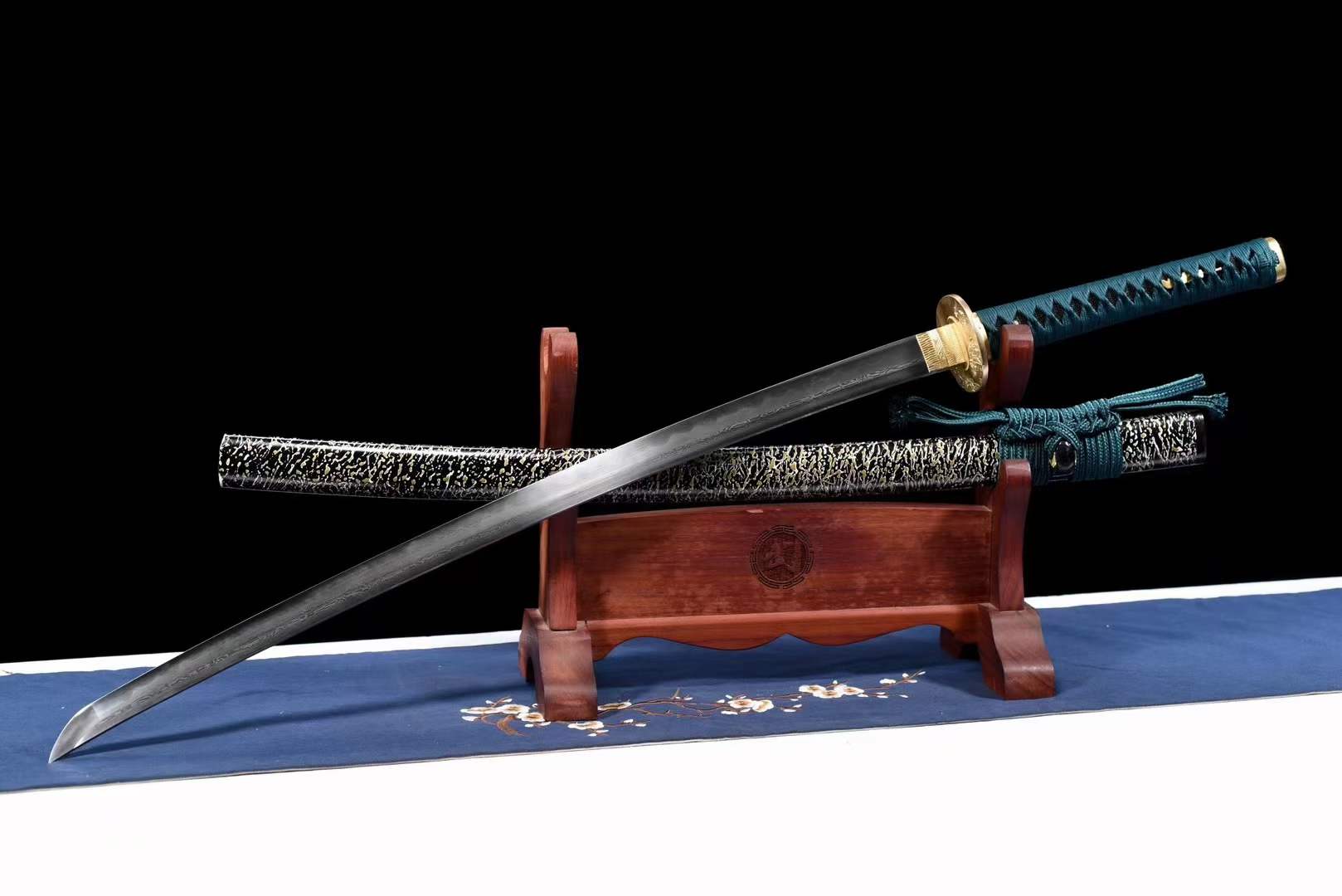 Hand Forged Japanese Samurai Katana Dark Pattern Steel - Tophatter Daily Deals