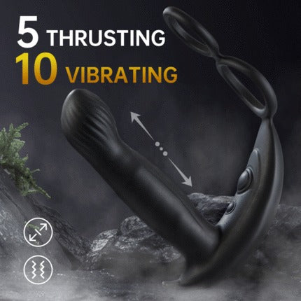Acmejoy - 5 Thrusting 10 Vibrating Direct Prostate Massager with Cock Ring Anal Toys - Tophatter Daily Deals