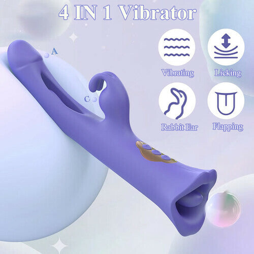 Acmejoy - Clit Nipple Anal Stimulation Rabbit Licking Vibrating Flapping 4 IN 1 Stimulator Vibrators - Tophatter Daily Deals