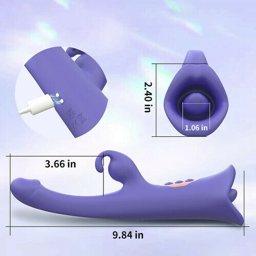 Acmejoy - Clit Nipple Anal Stimulation Rabbit Licking Vibrating Flapping 4 IN 1 Stimulator Vibrators - Tophatter Daily Deals